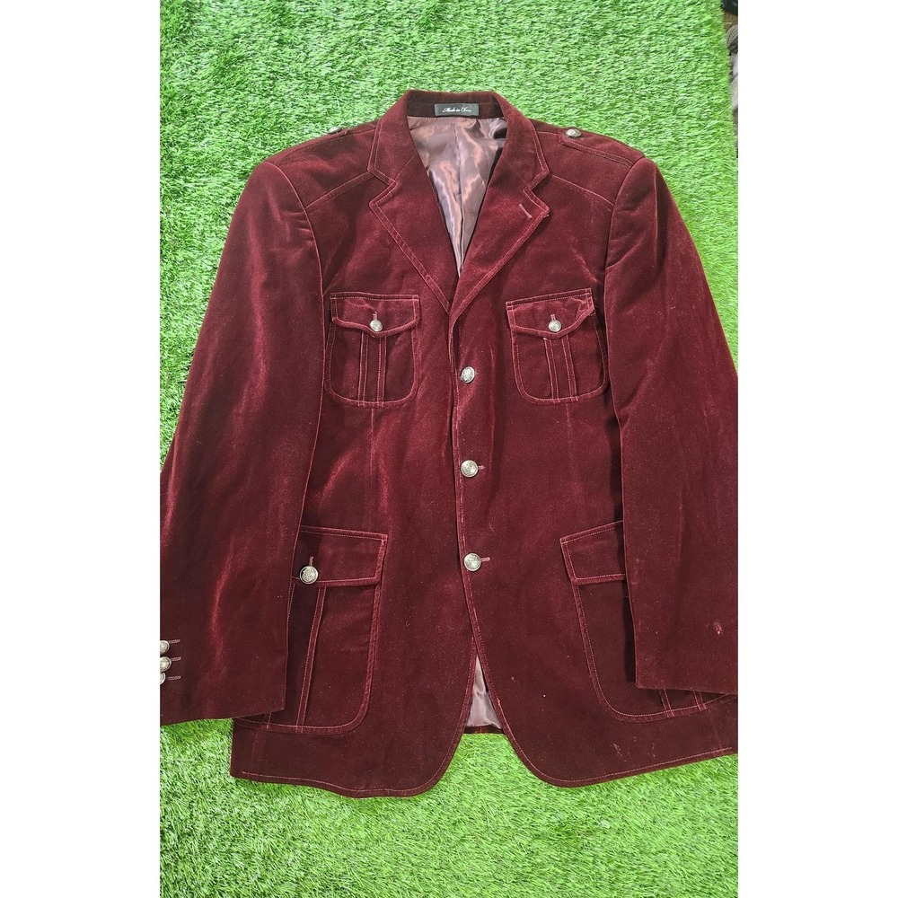 Inserch Blazer Mens L Red Velvet Limited Edition Button Front Jacket Formal